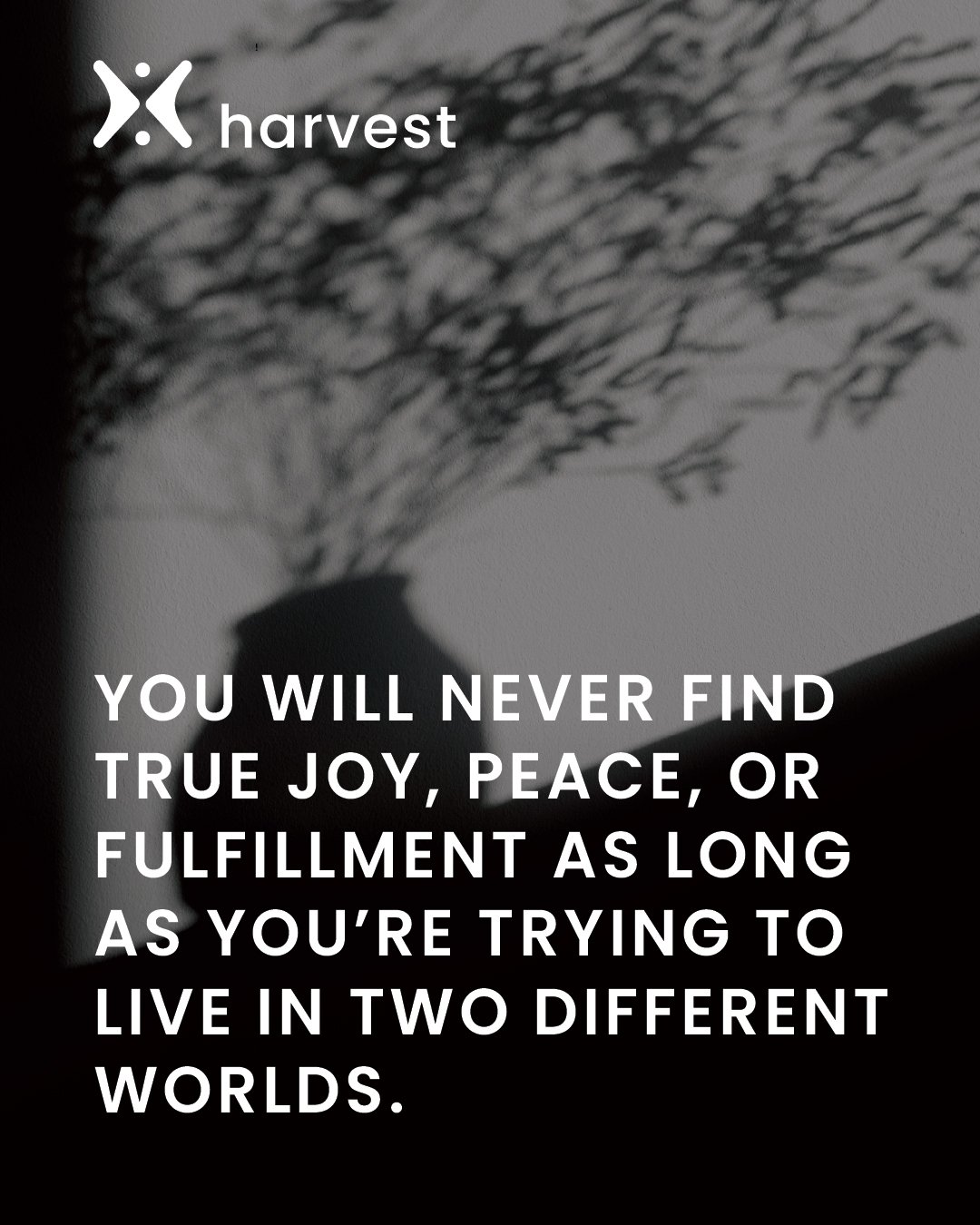 You will never find true joy, peace, or fulfillment as long as you're trying to live in two different worlds.